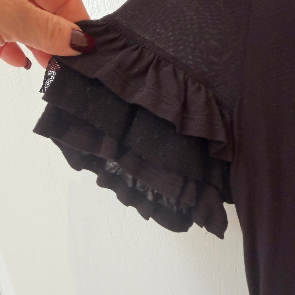 Red Valentino Black Ruffle Sleeve Top